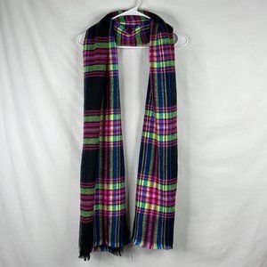 Black Multi Plaid Scarf For Women
